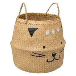 3S. x Home Panier Pliant Roseau Chat Beige
