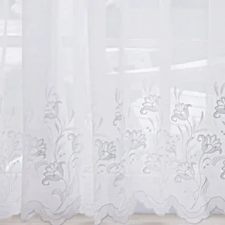 Becquet Panneau voilage brodé finition écailles aspect sablé - Blanc Discount