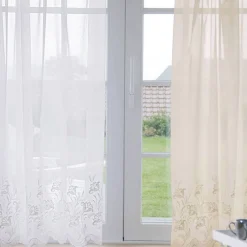 Becquet Panneau voilage brodé finition écailles aspect sablé - Blanc Discount