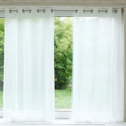 Becquet Panneau voilage en étamine 50% lin - Blanc écru Discount