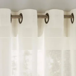 Becquet Panneau voilage en étamine 50% lin - Blanc écru Discount