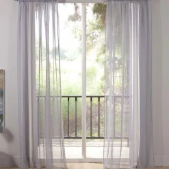 Becquet Panneau voilage uni en étamine galon fronceur - Gris Sale