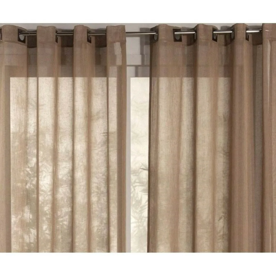 Becquet Panneau voilage uni en étamine oeillets carrés - Beige Online