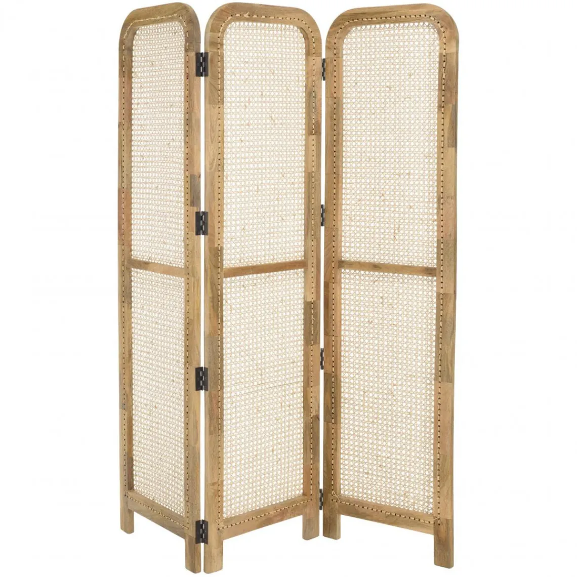 Macabane Paravent marron bois de manguier et cannage couleur naturelle ISA Hot