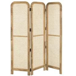 Macabane Paravent marron bois de manguier et cannage couleur naturelle ISA Hot