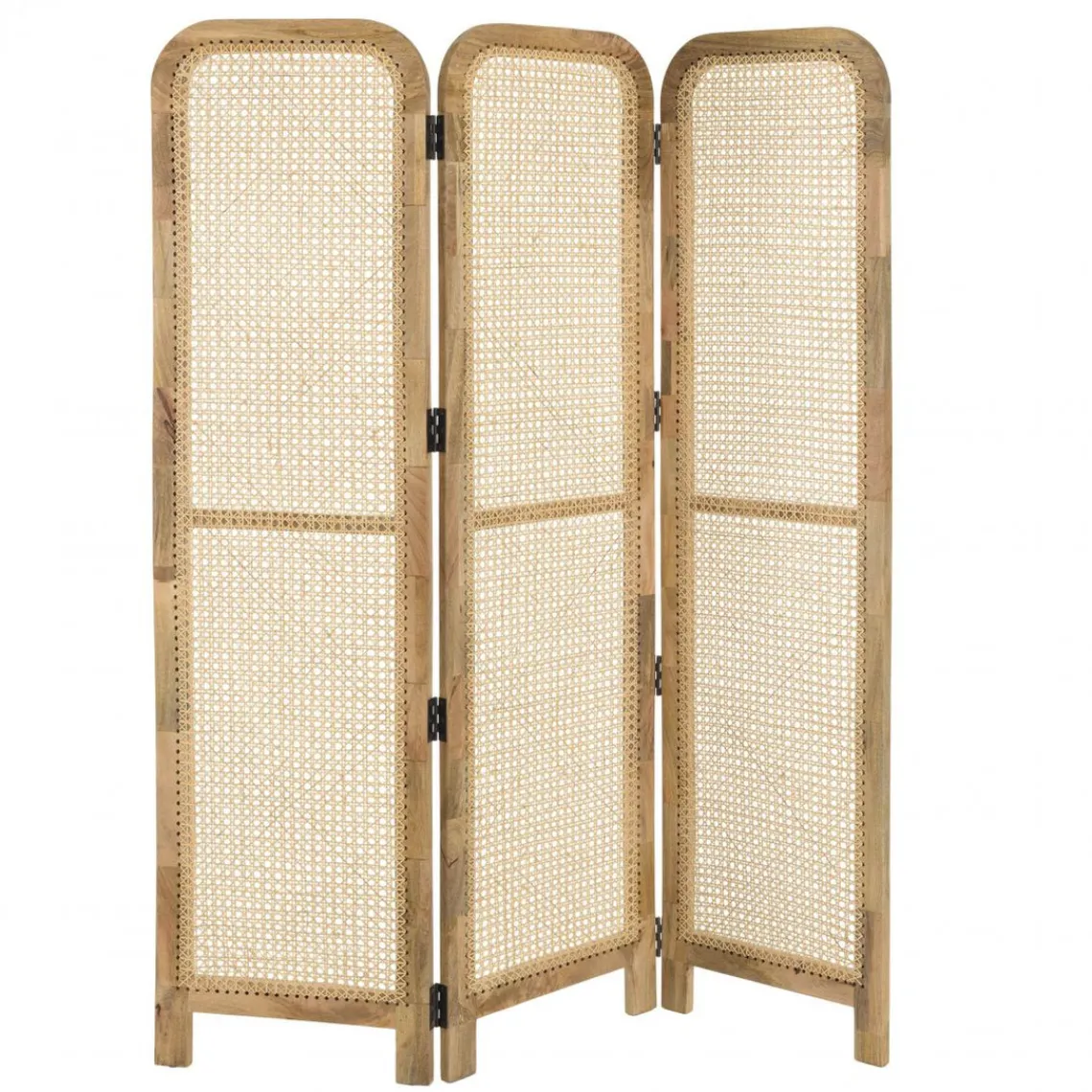 Macabane Paravent marron bois de manguier et cannage couleur naturelle ISA Hot