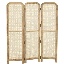 Macabane Paravent marron bois de manguier et cannage couleur naturelle ISA Hot