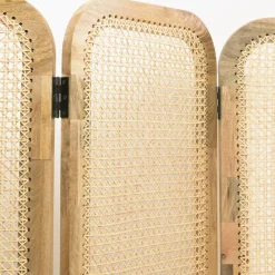 Macabane Paravent marron bois de manguier et cannage couleur naturelle ISA Hot