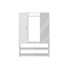 3S. x Home Penderie 1 porte 1 miroir 4 cases AUMA 1 blanc New