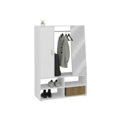 3S. x Home Penderie 1 porte 1 miroir 4 cases AUMA 1 blanc New