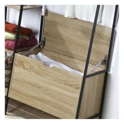 Calicosy Penderie 5 Étagères avec coffre à chaussures et patères en Bois Beige