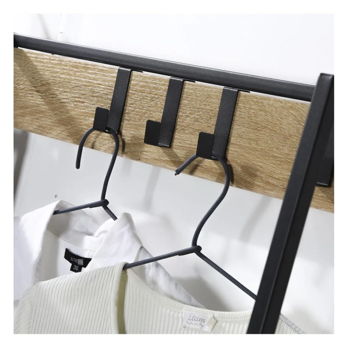 Calicosy Penderie 5 Étagères avec coffre à chaussures et patères en Bois Beige