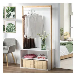 Calicosy Penderie d'entrée avec rangement en bois Blanc Best