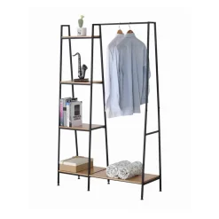 Calicosy Penderie Industrielle 1 Tablette Basse et 4 Étagères en bois Beige New