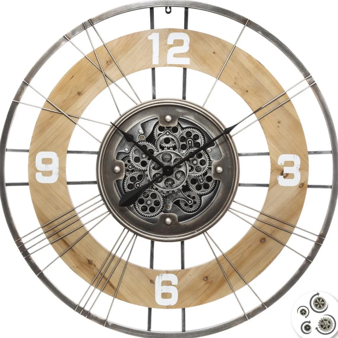3S. x Home Pendule mécanique Lana en Bois / Métal D90 Clearance