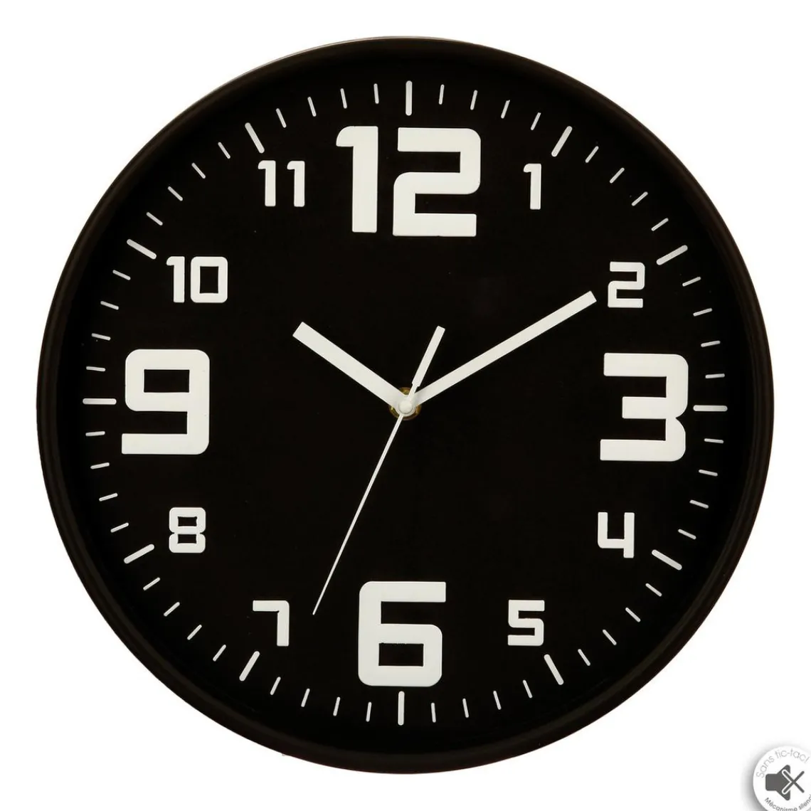 3S. x Home Pendule plastique silence noir D30 Outlet