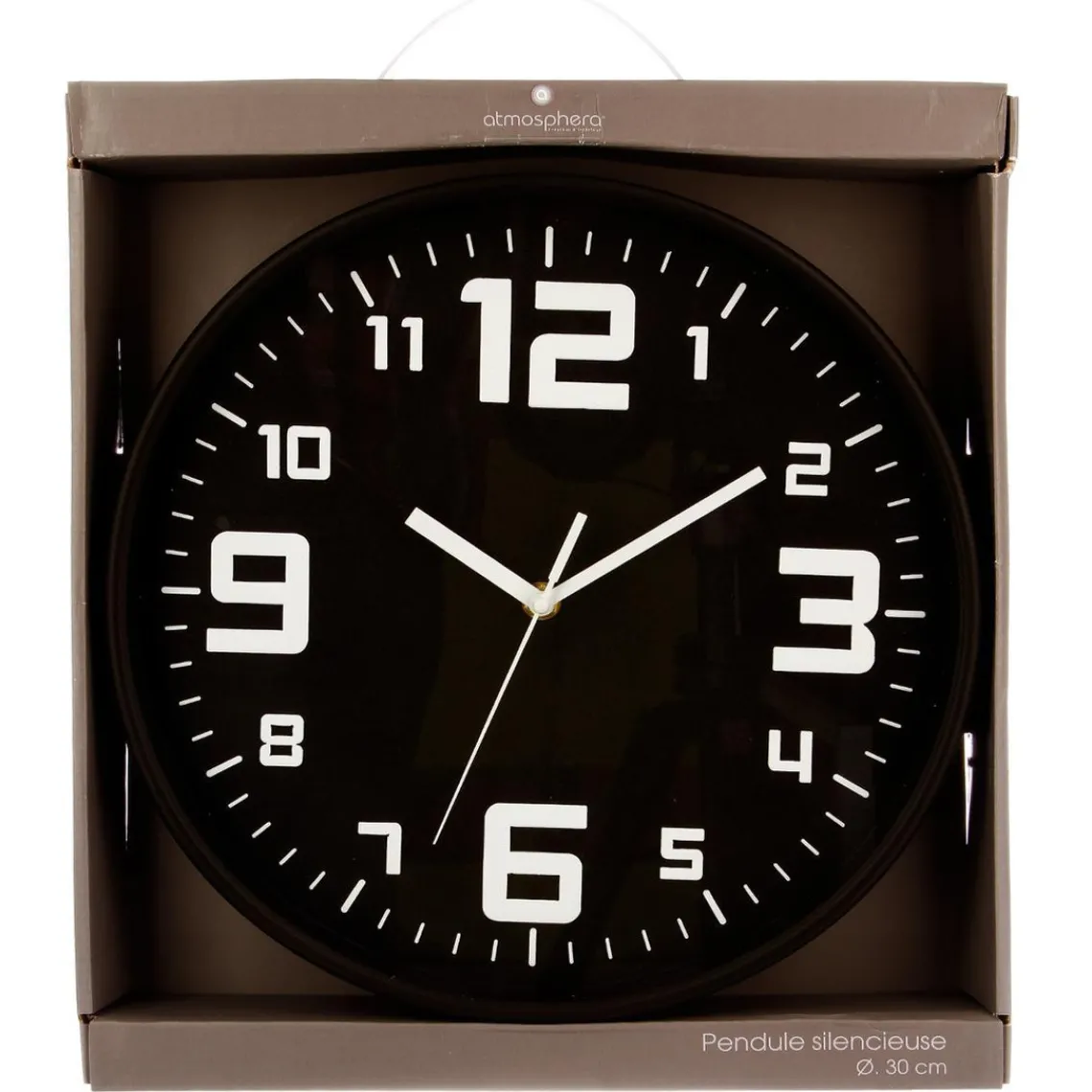 3S. x Home Pendule plastique silence noir D30 Outlet