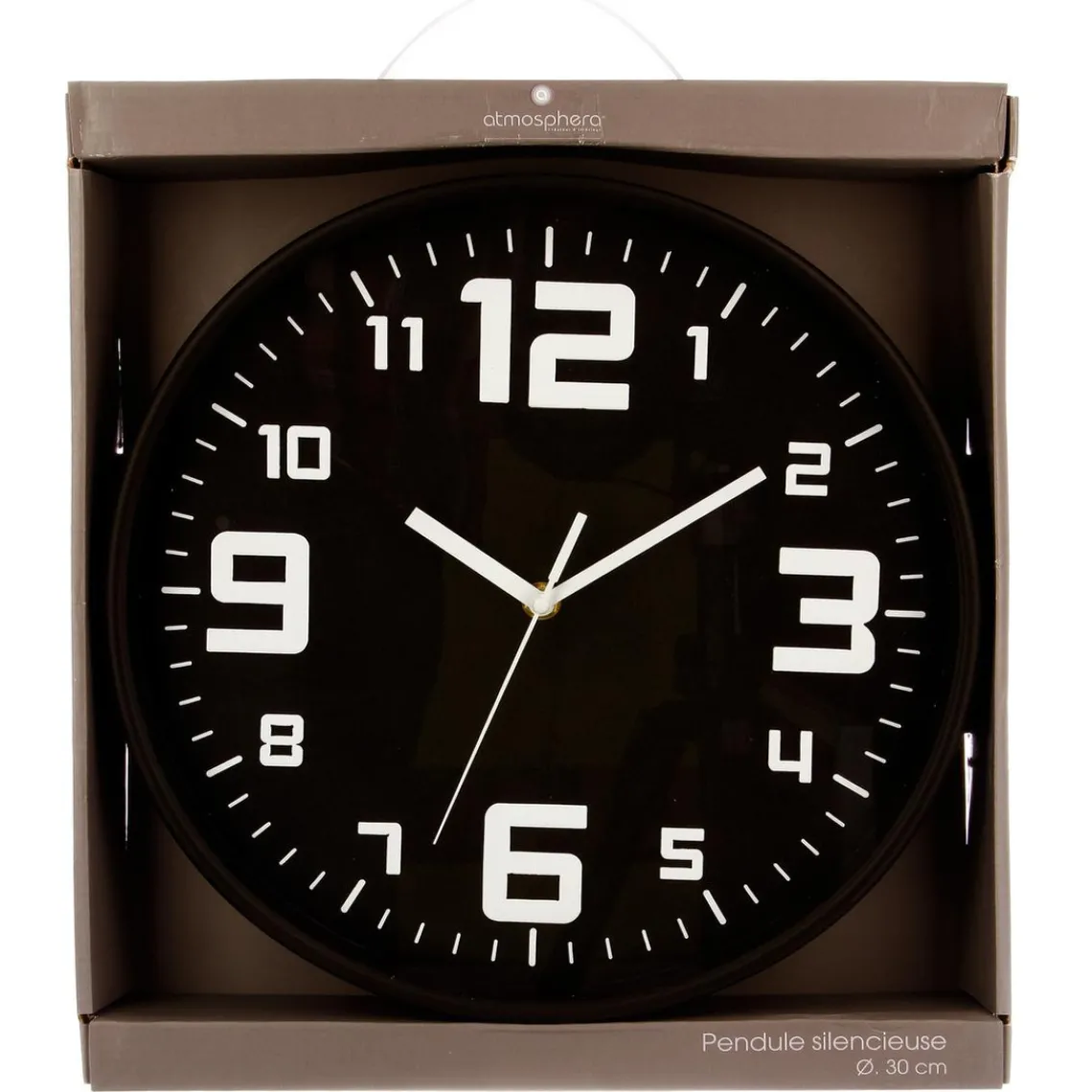 3S. x Home Pendule plastique silence noir D30 Outlet