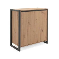 Calicosy Petit Buffet de Rangement 2 Portes DENVER Beige