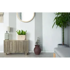 3S. x Home Petit buffet rétro-moderne avec portes sculptées Durand Chêne grisé Hot