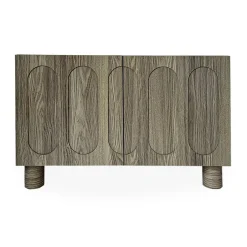 3S. x Home Petit buffet rétro-moderne avec portes sculptées Durand Chêne grisé Hot