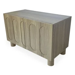 3S. x Home Petit buffet rétro-moderne avec portes sculptées Durand Chêne grisé Hot