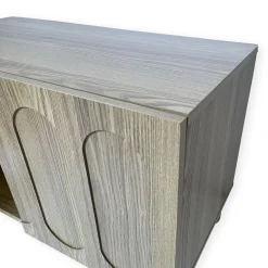 3S. x Home Petit buffet rétro-moderne avec portes sculptées Durand Chêne grisé Hot