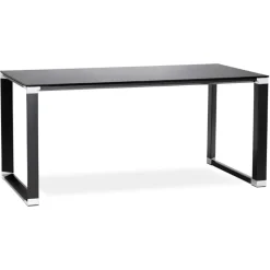 ALTEREGO Petit bureau droit design 'XLINE' en verre noir Sale