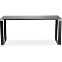 ALTEREGO Petit bureau droit design 'XLINE' en verre noir Sale