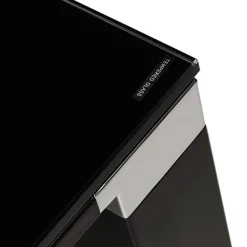 ALTEREGO Petit bureau droit design 'XLINE' en verre noir Sale