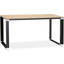 ALTEREGO Petit bureau droit design 'XLINE' en bois finition naturelle et métal noir Sale