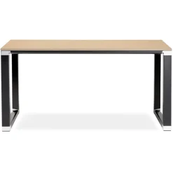 ALTEREGO Petit bureau droit design 'XLINE' en bois finition naturelle et métal noir Sale