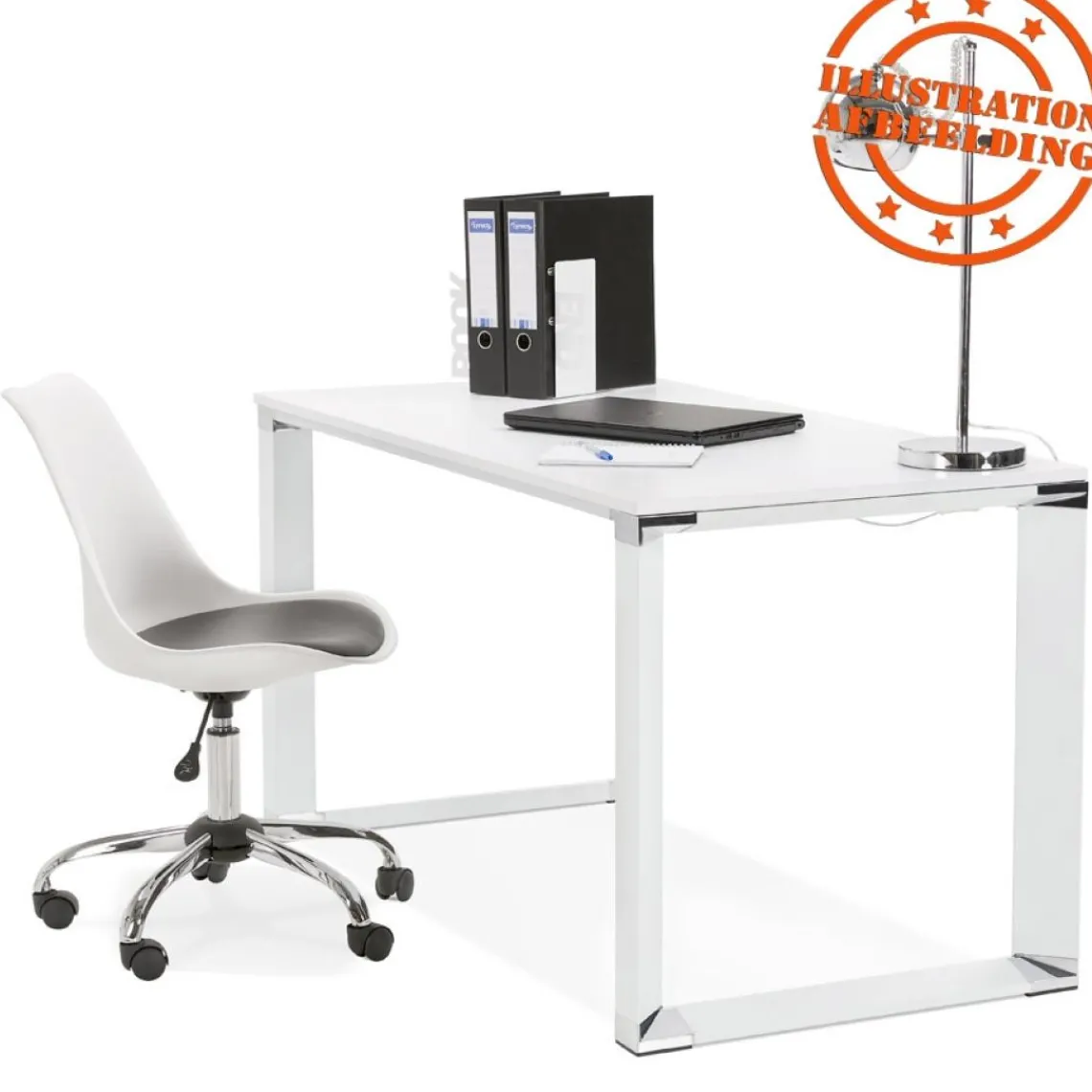 ALTEREGO Petit bureau droit design 'XLINE' en bois blanc Discount