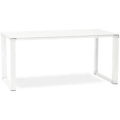 ALTEREGO Petit bureau droit design 'XLINE' en verre blanc New