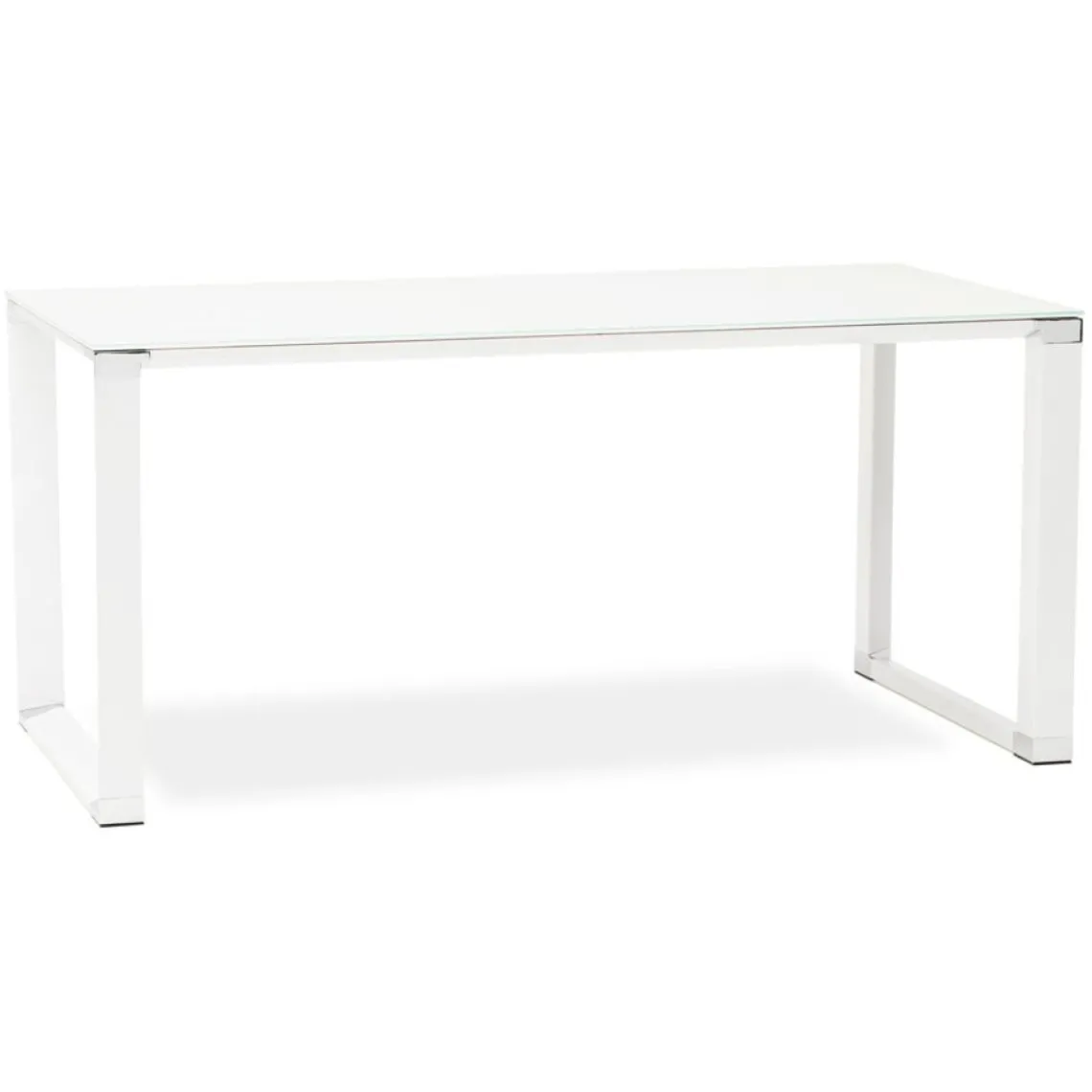 ALTEREGO Petit bureau droit design 'XLINE' en verre blanc New