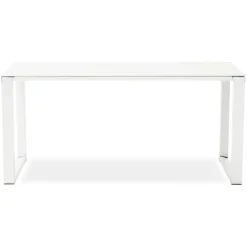 ALTEREGO Petit bureau droit design 'XLINE' en verre blanc New