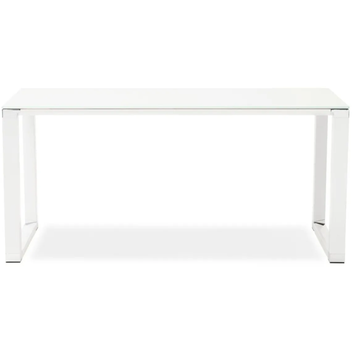 ALTEREGO Petit bureau droit design 'XLINE' en verre blanc New