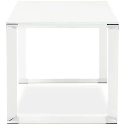 ALTEREGO Petit bureau droit design 'XLINE' en verre blanc New