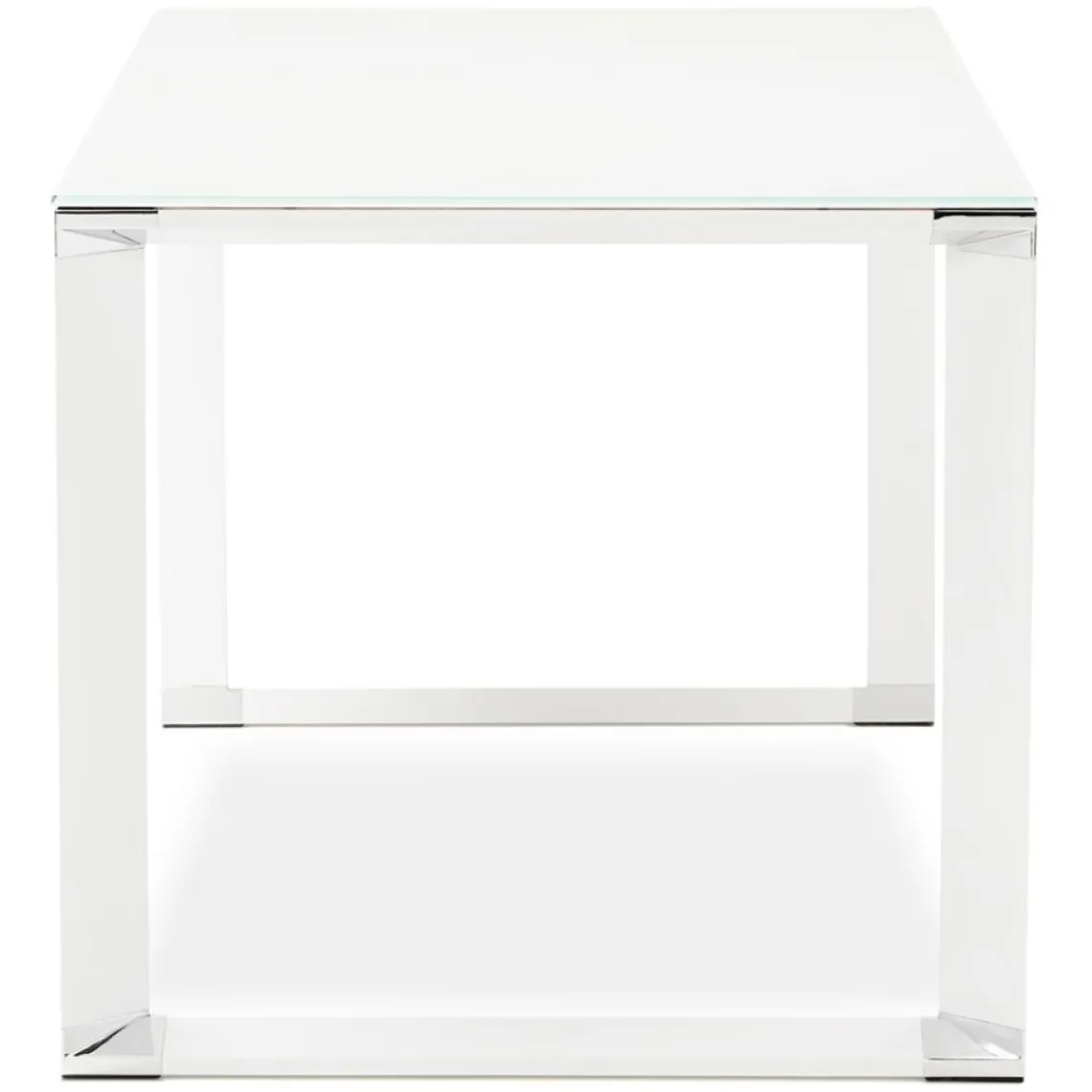 ALTEREGO Petit bureau droit design 'XLINE' en verre blanc New