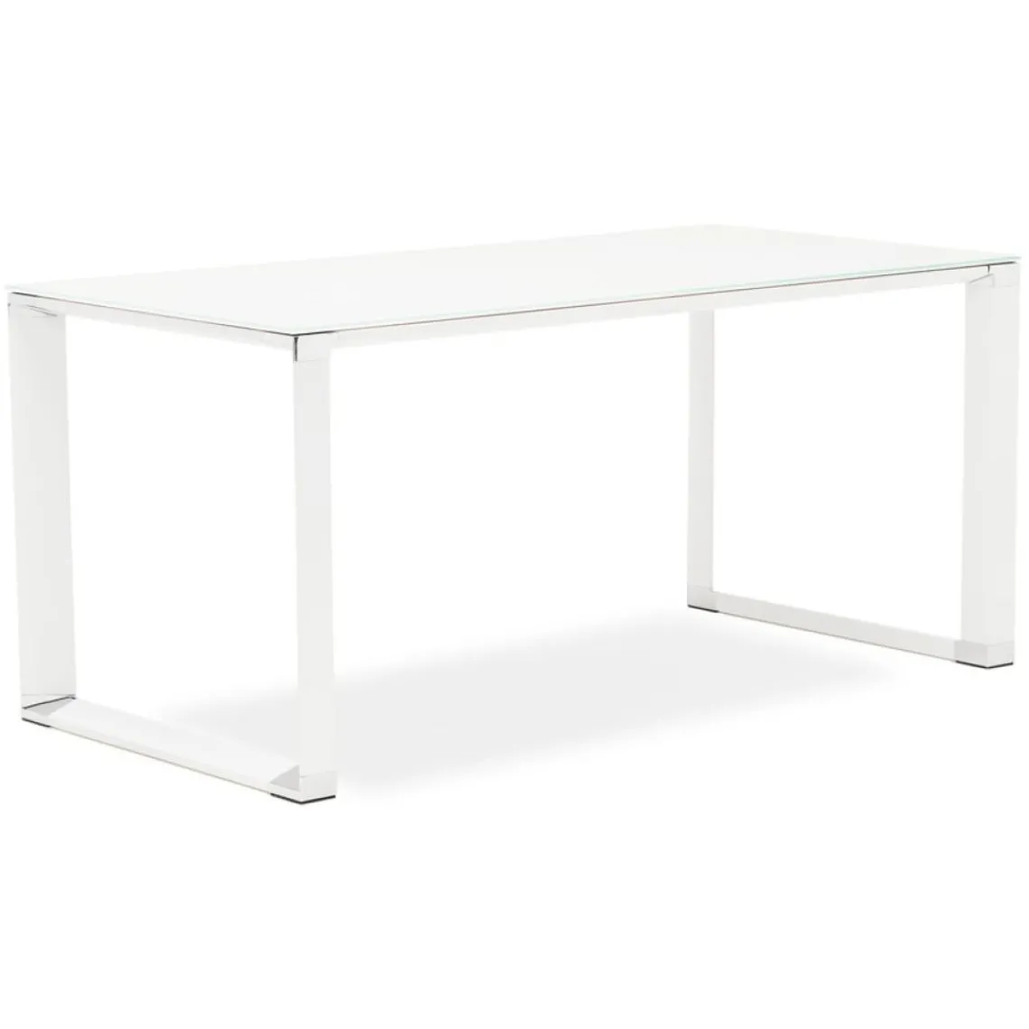 ALTEREGO Petit bureau droit design 'XLINE' en verre blanc New