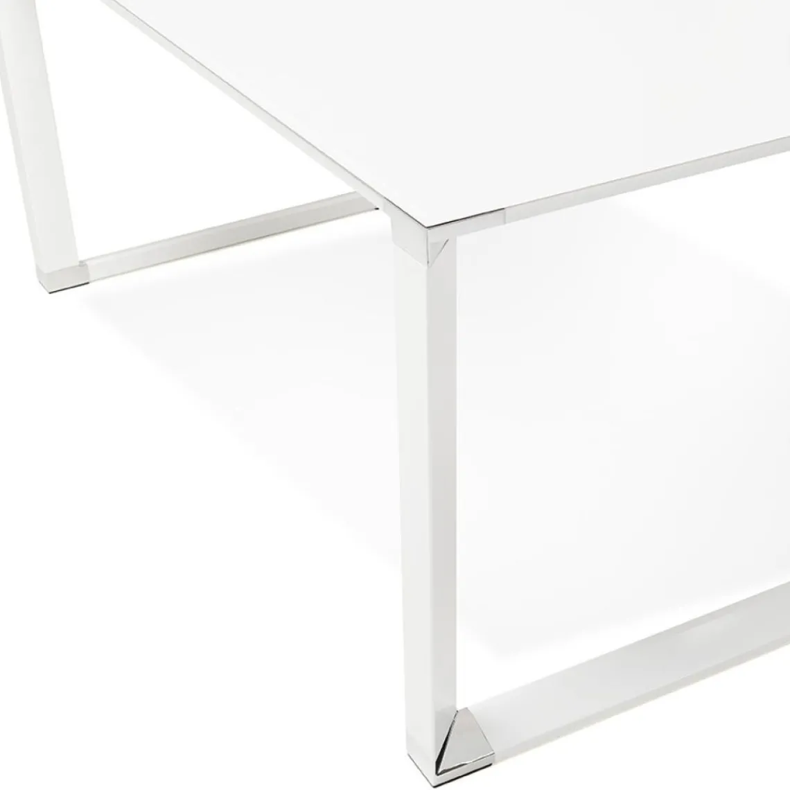 ALTEREGO Petit bureau droit design 'XLINE' en verre blanc New