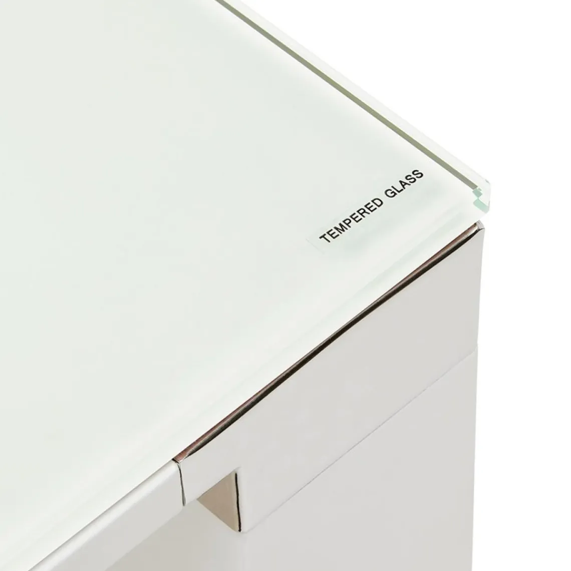 ALTEREGO Petit bureau droit design 'XLINE' en verre blanc New