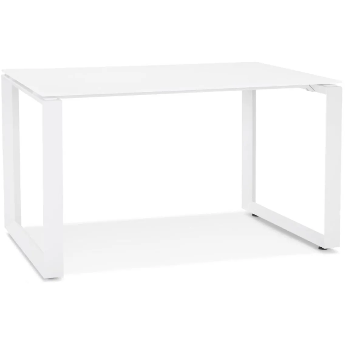 ALTEREGO Petit bureau droit design 'BAKUS' en verre et métal blanc Best