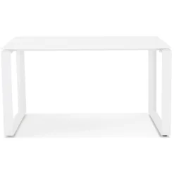 ALTEREGO Petit bureau droit design 'BAKUS' en verre et métal blanc Best