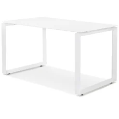 ALTEREGO Petit bureau droit design 'BAKUS' en verre et métal blanc Best
