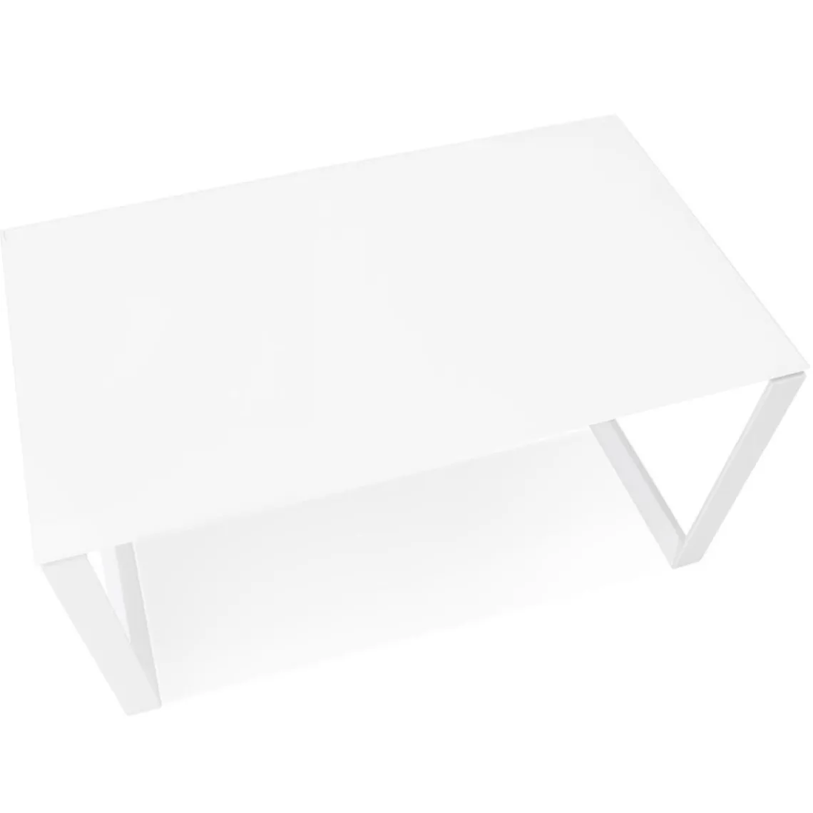 ALTEREGO Petit bureau droit design 'BAKUS' en verre et métal blanc Best