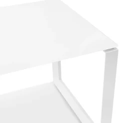 ALTEREGO Petit bureau droit design 'BAKUS' en verre et métal blanc Best