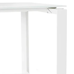 ALTEREGO Petit bureau droit design 'BAKUS' en verre et métal blanc Best