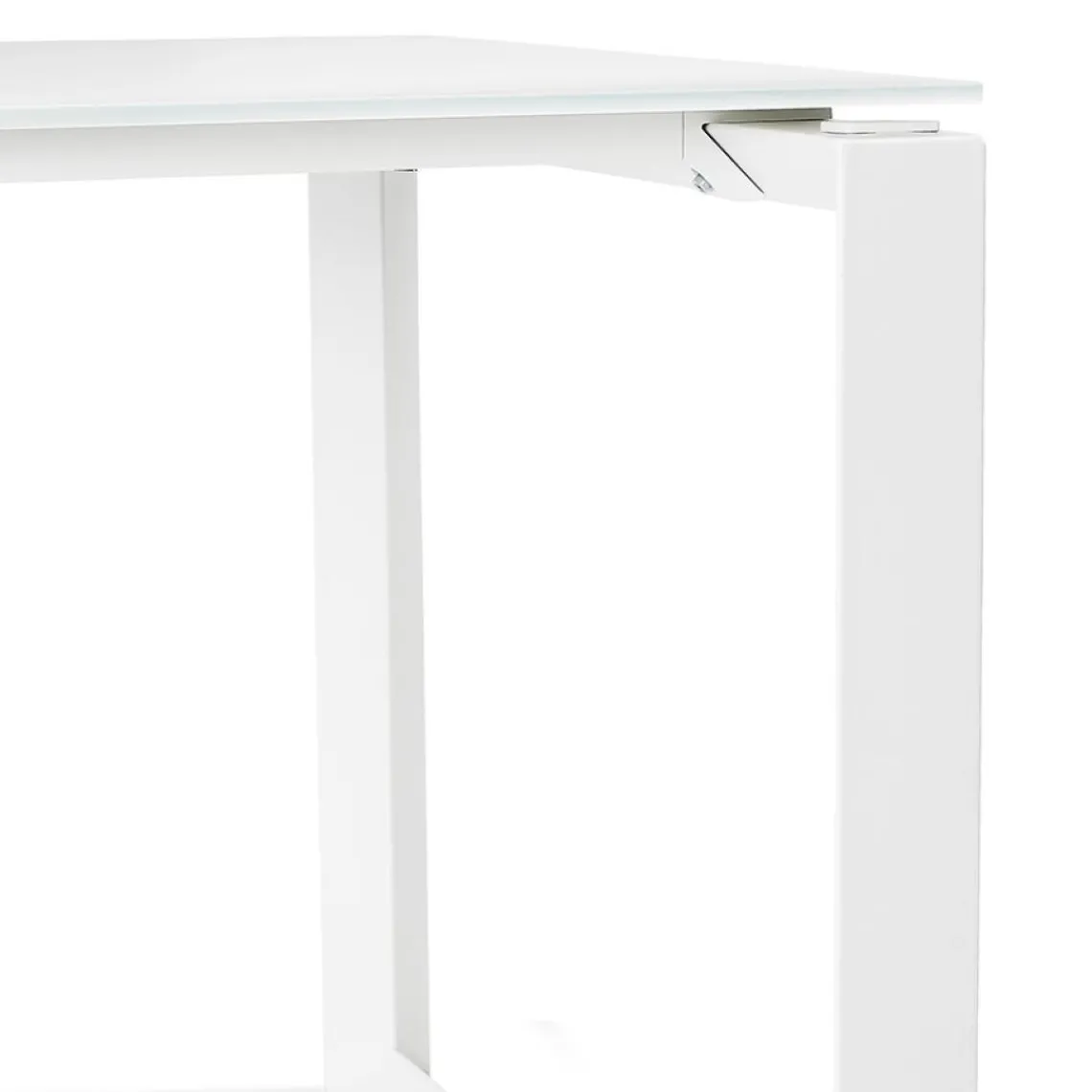 ALTEREGO Petit bureau droit design 'BAKUS' en verre et métal blanc Best