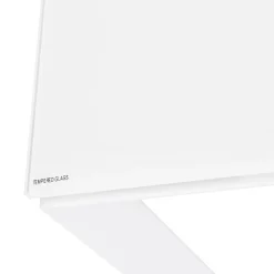 ALTEREGO Petit bureau droit design 'BAKUS' en verre et métal blanc Best